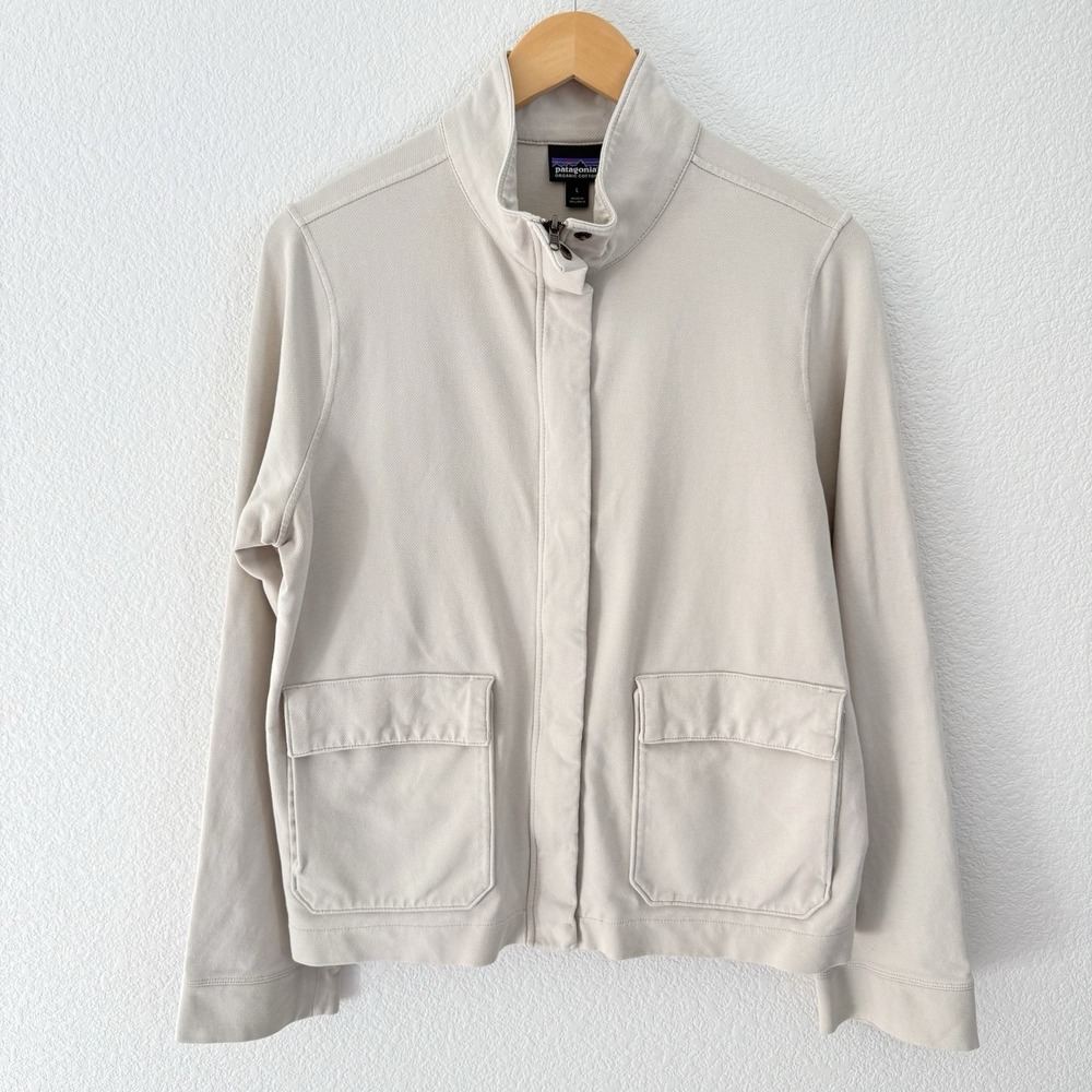 Patagonia Womens Roaming Layering Shirt Jacket Large Cream Sustainable READ FLAW